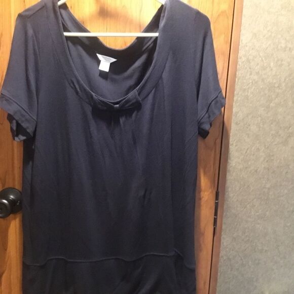Christopher & Banks Brand Women’s XL Navy S/S Blouse with Bow - Picture 1 of 8